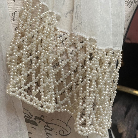 Beaded pearl sheer scarf - Picture 2 of 5